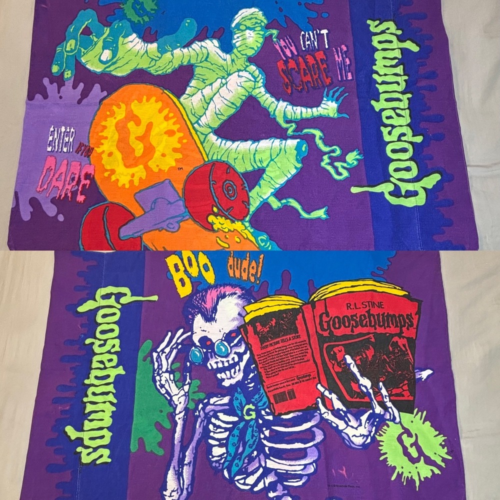 Vintage 90s Goosebumps Pillowcase  RL Stine Parachute Press double sided